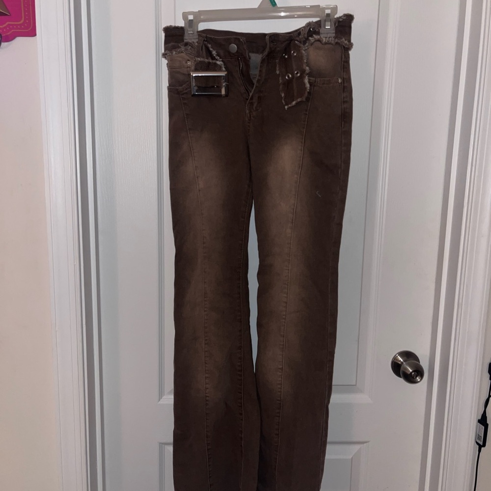 Brown Distressed Women Jeans